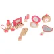 Wooden Makeup Cosmetic Toy Set in Bag for Kids, 11 Pieces, Pink