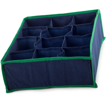Drawer Organiser for Underwear and Socks, 12 Compartments, Navy