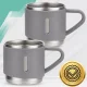 Travel Vacuum Flask 500 ml with 3 Cups, Stainless Steel Thermal Set, Grey