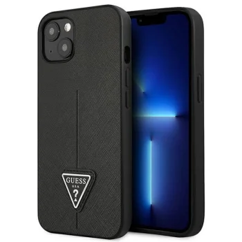 Guess Saffiano Triangle Logo Case for iPhone 13 mini, Black