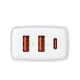 Baseus Compact 2xUSB + Type C Portable Wall Charger Adapter 30W, White