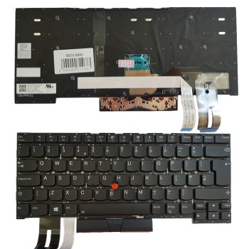 Lenovo ThinkPad T490s, T495s Keyboard, UK Layout, Backlit, Black