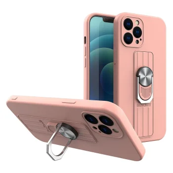 Silicone Case with Finger Ring Stand for Samsung Galaxy A72 4G, Pink