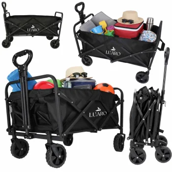 Ikonka LUARO Foldable Transport Cart 100L, Black