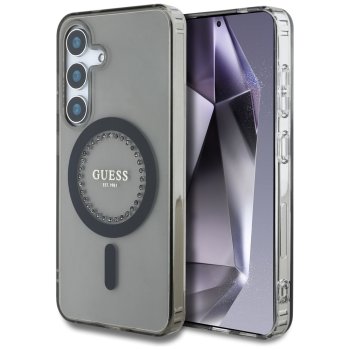 Guess Rhinestones Classic Logo MagSafe Case for Samsung Galaxy S25, Black