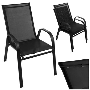 Garden Chairs Set of 2 Gardlov Stackable Outdoor Seating, Black