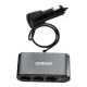 Dudao Car Charger with 3-Way Cigarette Lighter Splitter and 2x USB, Black