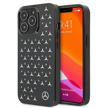 Mercedes iPhone 13 / 13 Pro Case Silver Stars Pattern, Black