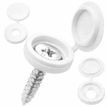 Hinged Screw Covers 100 pcs Snap Caps for Furniture Screws, White