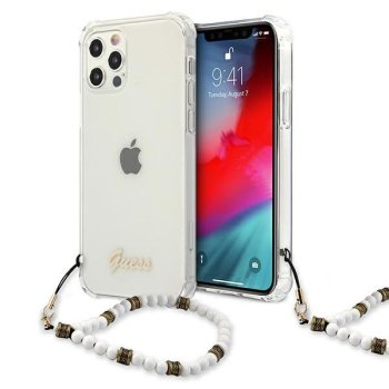 Apple iPhone 12 Pro Max 6.7'' Guess White Pearl Case Cover (GUHCP12LKPSWH), Transparent