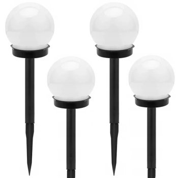 Solar garden globe light with spike, 10 cm, set of 4, white