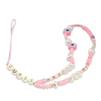 Guess Beads Shell Phone Strap, Pink