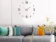 Large 3D Wall Clock, Adhesive, 130 cm, Silent, Silver