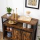 Sideboard with Sliding Barn Door and Adjustable Shelves, Rustic Brown