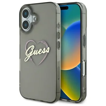 Guess iPhone 16 Case IML Heart, Black