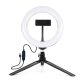 Puluz PKT3073B LED riņķa lampa 20cm ar statīvu un telefona turētāju, melna