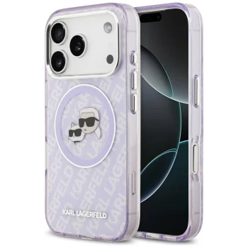Karl Lagerfeld IML Glitter MagSafe Case for iPhone 17 Pro Max, Purple
