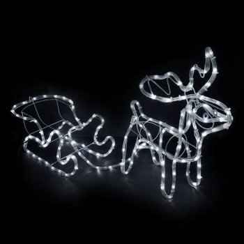 LED Reindeer and Sleigh Christmas Light Decoration 120 cm, Cool White