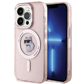 Karl Lagerfeld iPhone 15 Pro Max Case IML Choupette MagSafe, Pink
