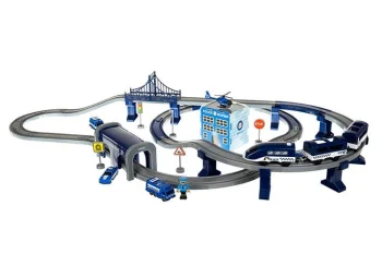Police Train and Track Set with Cars and Helicopter (92 Pieces, ~300cm)