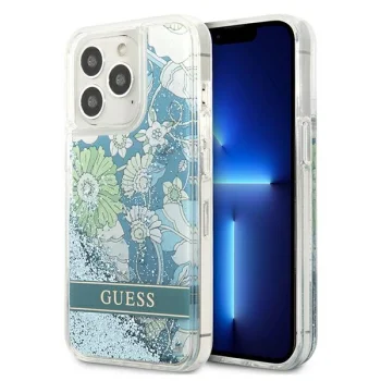 Guess Flower Liquid Glitter Case for iPhone 13 Pro / 13 Green