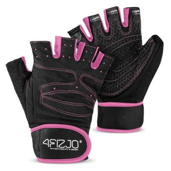 4FIZJO Gym Gloves with Wrist Wrap Size L, Pink