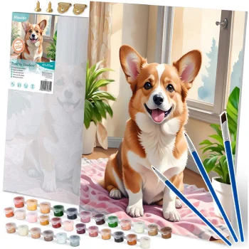 Massido Paint by Numbers Kit 40x50 cm, Corgi Dog