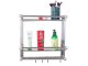 Hanging Bathroom Shelf Organizer with 2 Tiers and Hooks