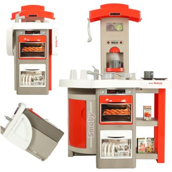 Smoby mini Tefal OpenCook 312202 Children Kids Toy Plastic Kitchen With Sound and Accessories, Red