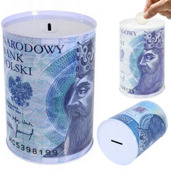Metal Piggy Bank Money Box Can, Blue