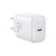 Joyroom JR-TCF20 USB-C PD 20W network charger - white + USB-C / USB-C cable 1m