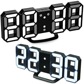 Electronic LED Alarm Clock with Thermometer, Black
