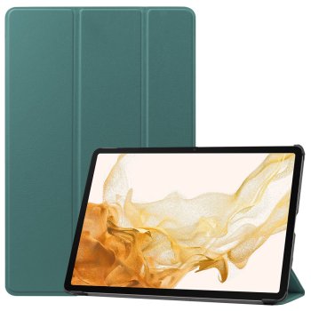Samsung Galaxy Tab S9+ Plus (SM-X810, SM-X816B) Trifold Stand PU Leather Cover Case, Green | Planšetes Vāciņš...