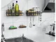 Loft Style Bathroom Shower Shelf with 4 Hooks, Black