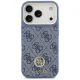 Guess 4G Strass Logo & Big Strap Metal Buttons MagSafe Case for iPhone 17 Pro, Blue
