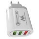Maclean MCE479 W Wall Charger, Quick Charge 3.0, 3x USB Ports, White