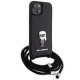 Чехол Karl Lagerfeld для iPhone 15 Saffiano Ikonik Monogram Crossbody, черный