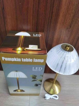 Wireless LED Table Lamp with USB-C and 3 Light Modes, Gold/White