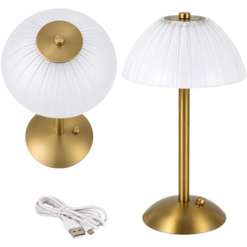 Wireless LED Table Lamp with USB-C and 3 Light Modes, Gold/White