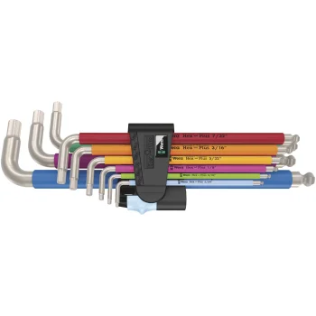Wera 3950/9 Hex-Plus Multicolour Imperial Stainless 1 L-Key Set, 9 Pieces