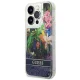 Guess Apple iPhone 14 Pro 6.1\'\' GUHCP14LLFLSB Flower Liquid Glitter Case Cover, Blue
