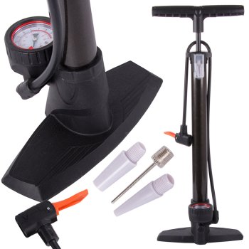 Universal foot pump with pressure gauge for car and bicycle tires