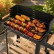 Large Charcoal Garden Grill with Shelves and Wheels, Black