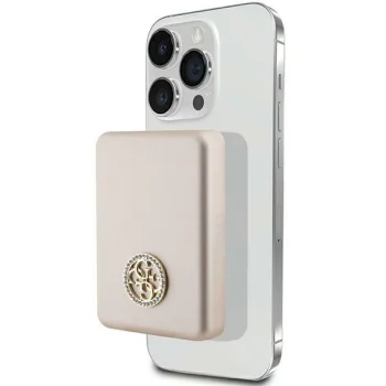 Guess MagSafe Wireless Power Bank 4G Strassed Metal Logo, 3000mAh, Gold
