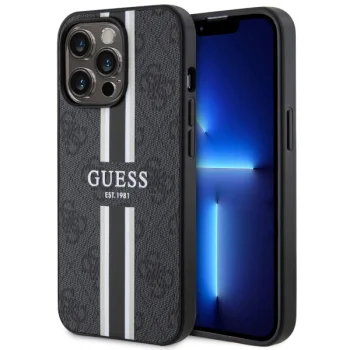 Guess iPhone 13 Pro Max Case 4G Printed Stripes MagSafe, Black
