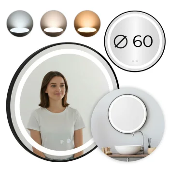 ModernHome Round LED Bathroom Mirror, 60 cm, Anti-Fog