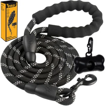 Purlov Reflective Dog Training Leash, 5m, Black