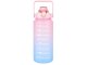 Motivational Water Bottle with Straw 2000 ml, Pink-Blue