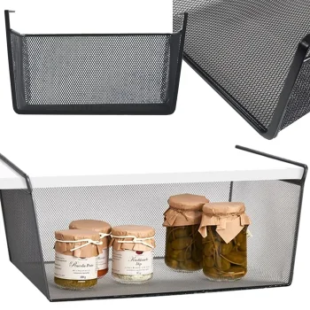 Hanging Metal Basket / Under Shelf Organizer, Black