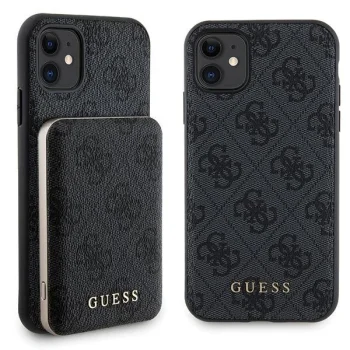 Apple iPhone 11 6.1'' Guess 4G Metal Logo + 5000mAh MagSafe Power Bank Case Cover, Black